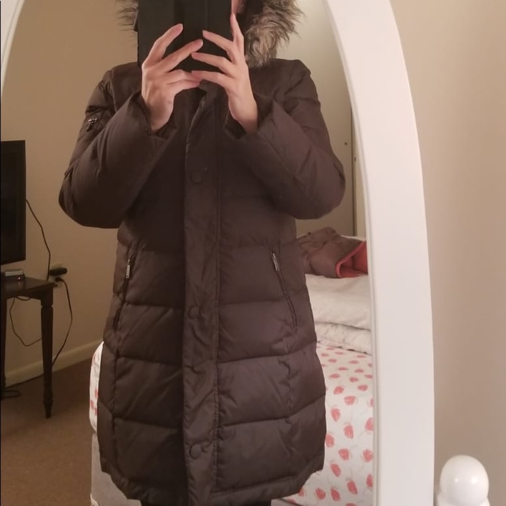 Dkny brown down puffer